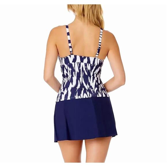 Anne Cole Womens Limited Edition UPF 50+ Tankini Top Navy/ White Size M - Picture 6 of 7